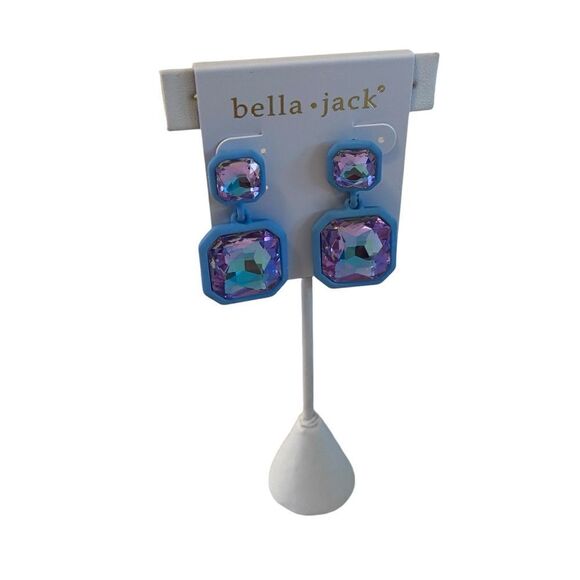 Bella•Jack Beautiful Faceted Iridescent Light Blue/Lavender Drop Earrings - Picture 2 of 7